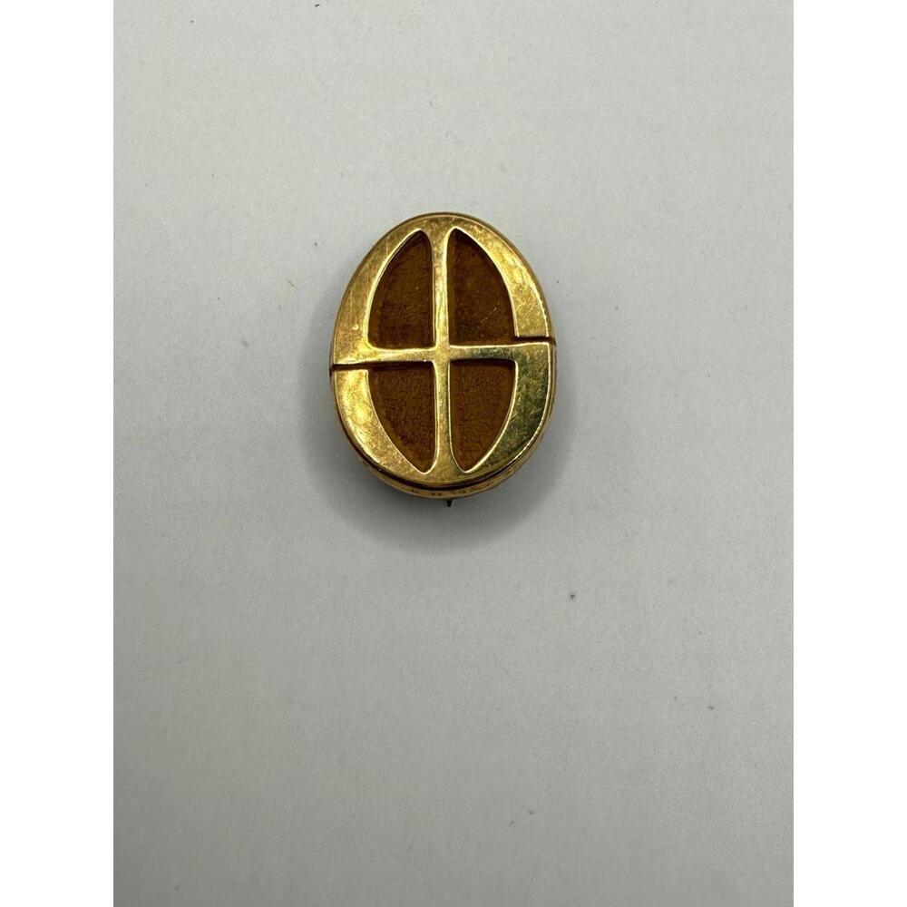 Vintage Gold-Tone Oval Pin Retro Vibes 1-10 10k